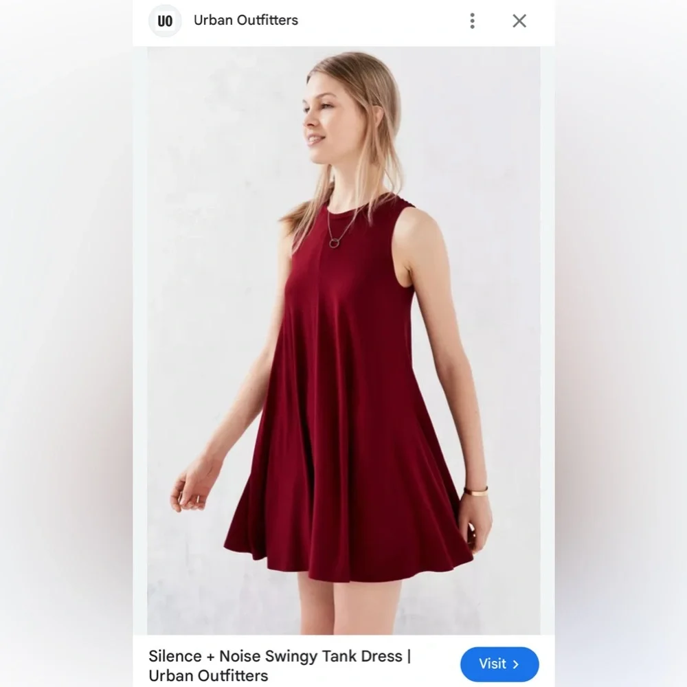 Silence + Noise Swingy Tank Dress Deep Red Burgundy Semi Sheer Flowy Mini Dress - Picture 15 of 15